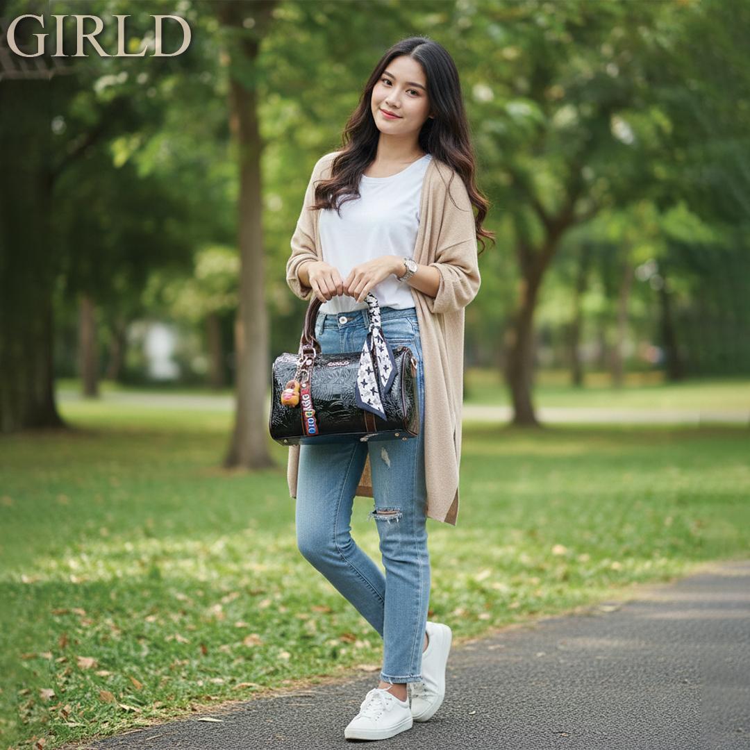 Nora Glossy Floral Boston Bag
