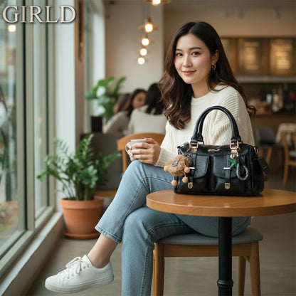 Ella Multi-Pocket Pebbled Handbag