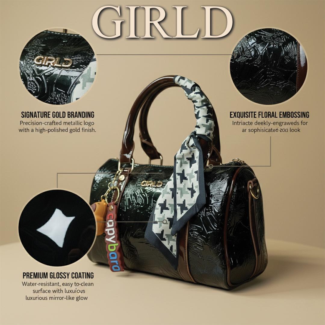 Nora Glossy Floral Boston Bag