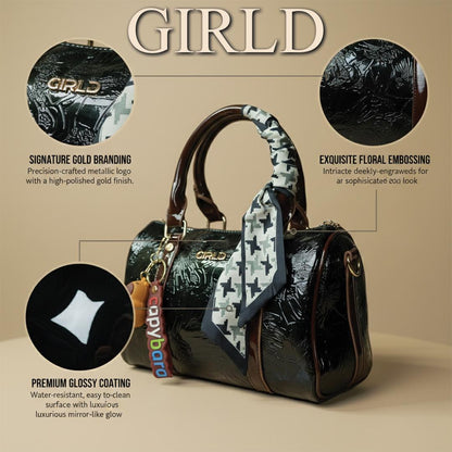 Nora Glossy Floral Boston Bag