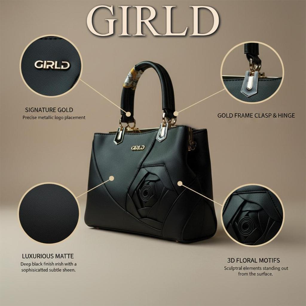 Rosa 3D Flower Handbag with Silk Scarf